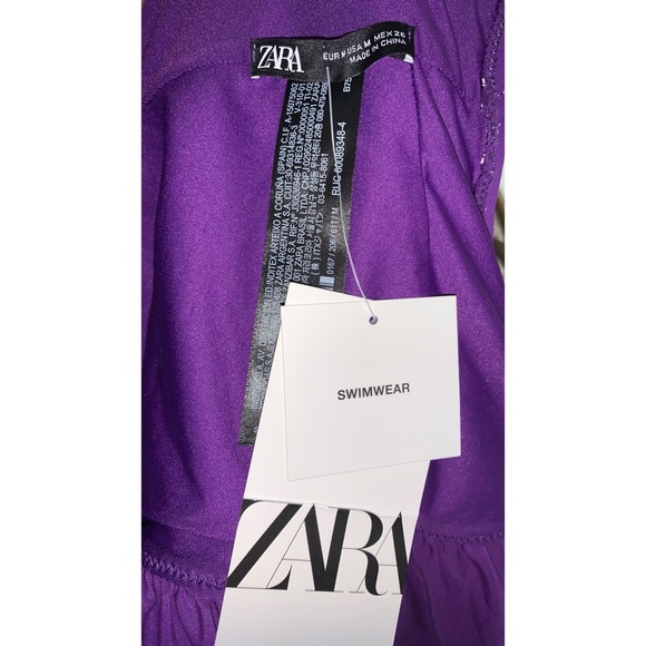 Zara Ruffled Deep V-neck One Piece Swimsuit Size Medium - Picture 12 of 13